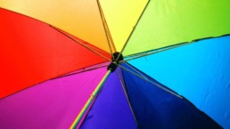 umbrella with pride flag colors