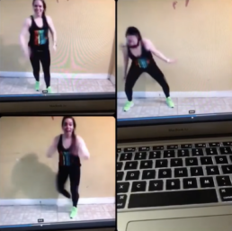 person doing zumba on zoom